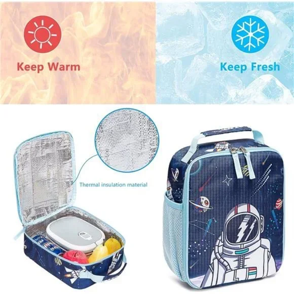 Kids Backpack for School Boys Girls Space Preschool Bookbag With Lunch Case Set